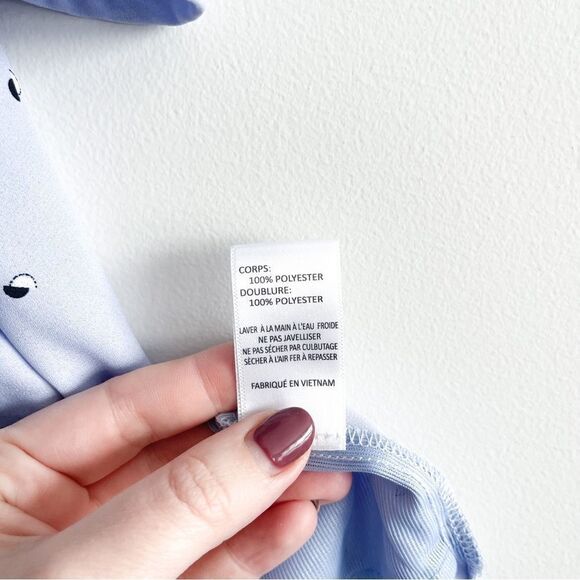 Lush Mini Dress Flounce Side Tie Blue Spaghetti Straps Women's S Back Zip Lined - Picture 5 of 8